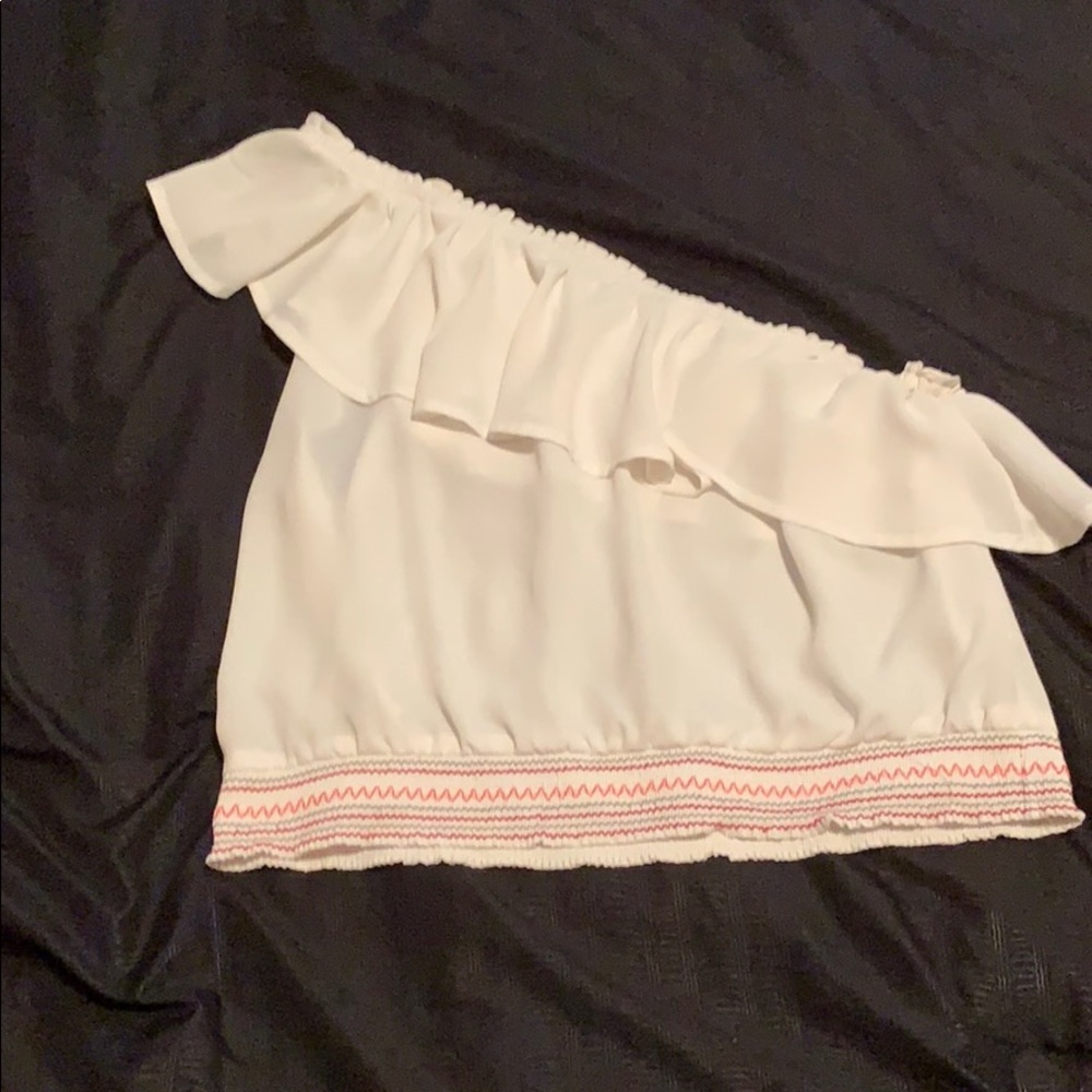 One shoulder top with ruffles